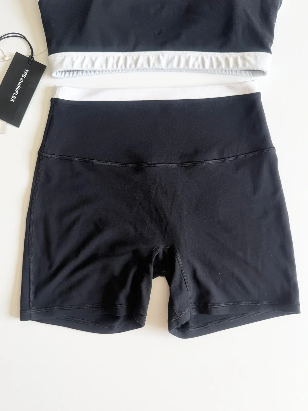 YPB Abercrombie & Fitch SMALL black and white shorts and sports bra set